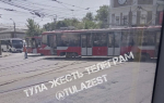 Трамвай сошел с рельсов на улице Советской в Туле