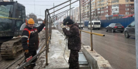 С 14 февраля на Орловском путепроводе в Туле организовано безопасное пешеходное движение по территории демонтированных трамвайных путей. - ГТРК